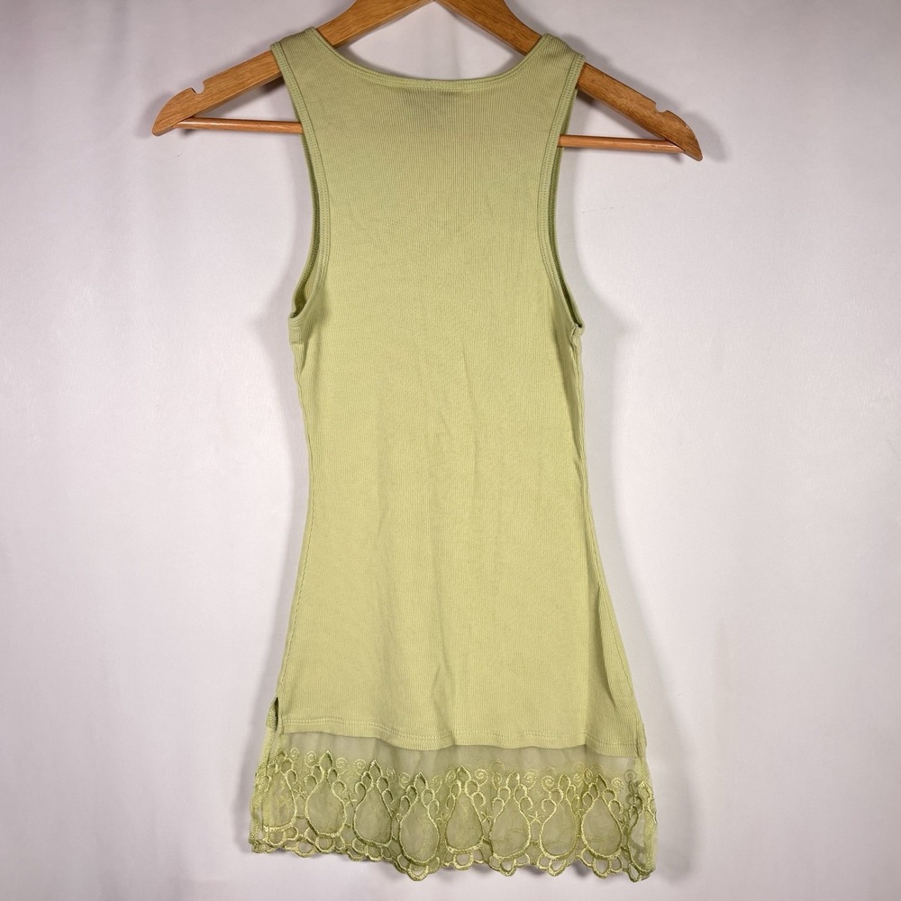 Rue21 Y2K Lace Trim Tank Top Womens Medium Fairy Festival Sheer Boho Green - Picture 2 of 6